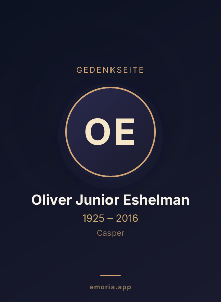 Gedenkportrait von Oliver Junior Eshelman