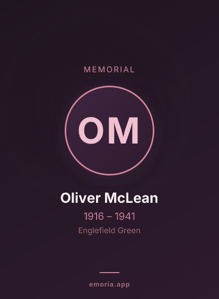 Memorial portrait of Oliver McLean