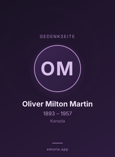 Gedenkportrait von Oliver Milton Martin