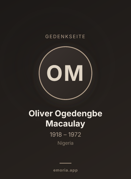 Gedenkportrait von Oliver Ogedengbe Macaulay