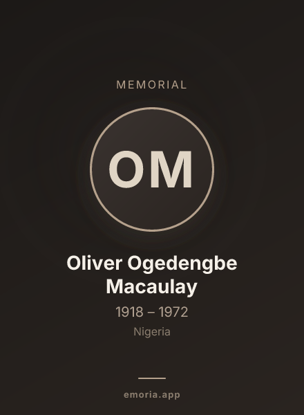 Memorial portrait of Oliver Ogedengbe Macaulay