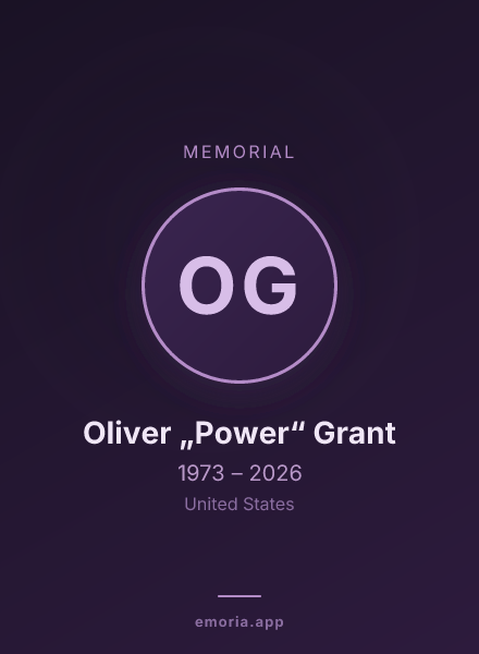 Memorial portrait of Oliver „Power“ Grant