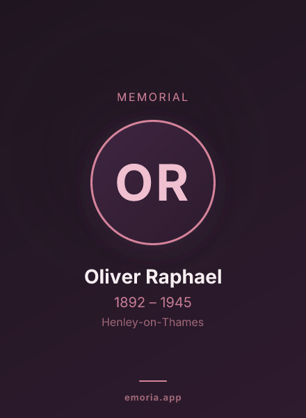 Memorial portrait of Oliver Raphael