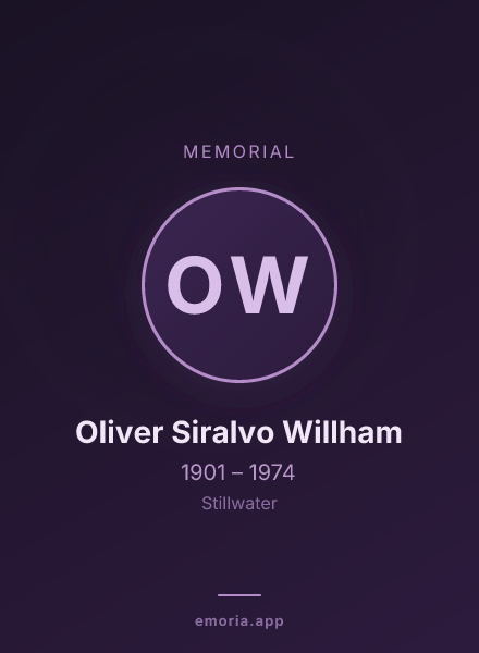 Memorial portrait of Oliver Siralvo Willham