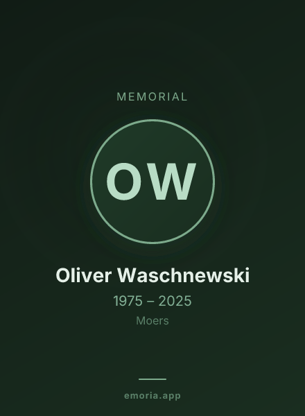 Memorial portrait of Oliver Waschnewski