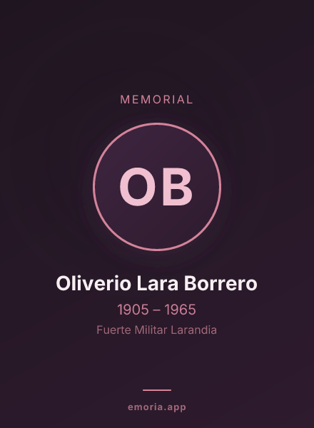 Memorial portrait of Oliverio Lara Borrero