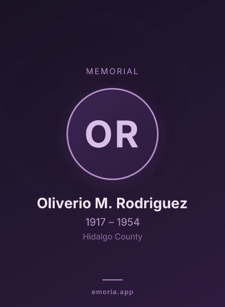 Memorial portrait of Oliverio M. Rodriguez