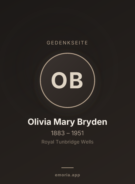 Gedenkportrait von Olivia Mary Bryden