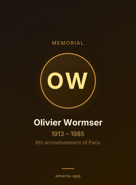 Memorial portrait of Olivier Wormser