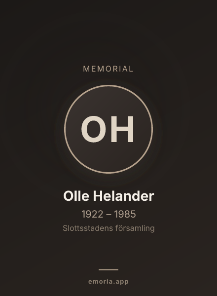 Memorial portrait of Olle Helander