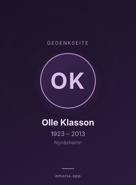 Gedenkportrait von Olle Klasson