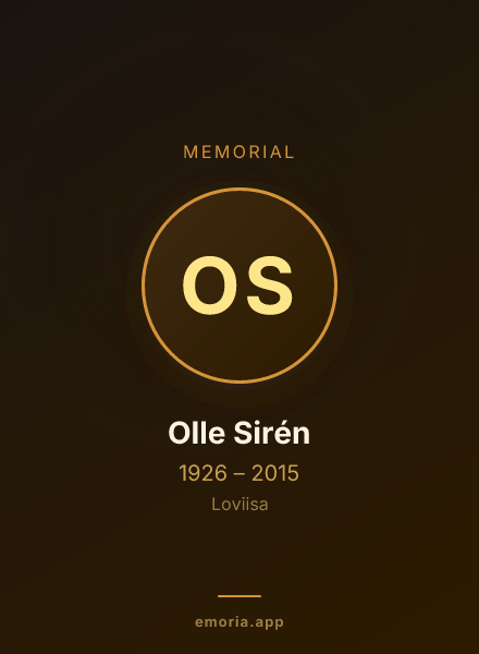 Memorial portrait of Olle Sirén