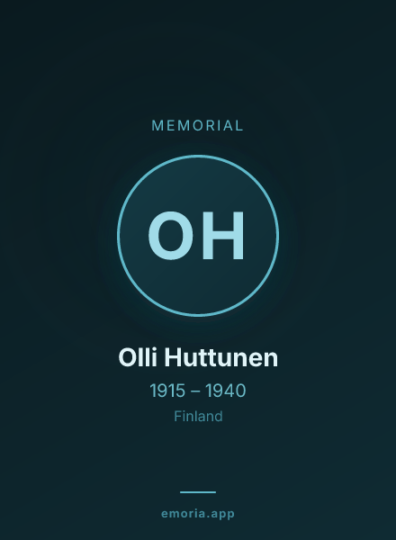 Memorial portrait of Olli Huttunen