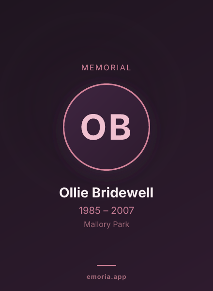 Memorial portrait of Ollie Bridewell