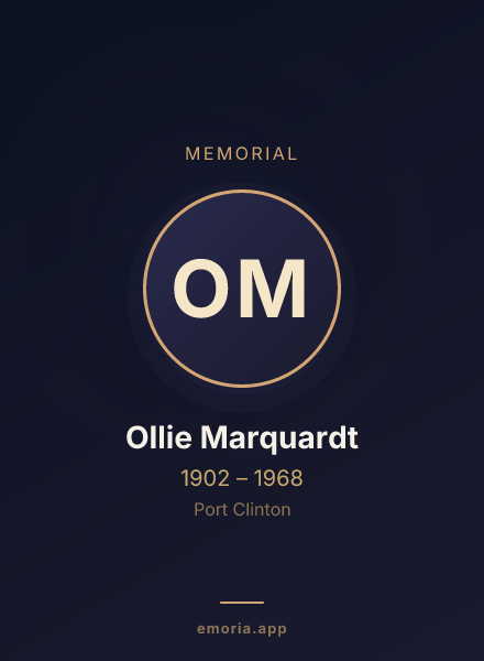 Memorial portrait of Ollie Marquardt