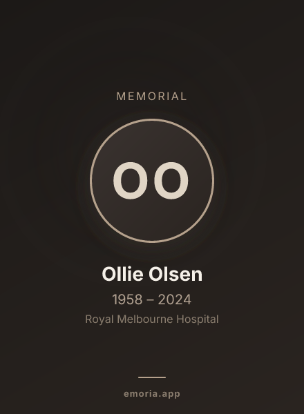 Memorial portrait of Ollie Olsen