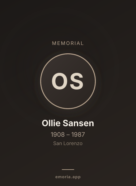 Memorial portrait of Ollie Sansen