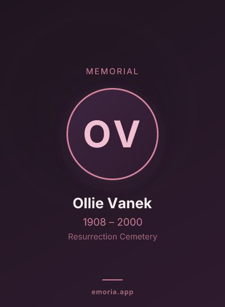 Memorial portrait of Ollie Vanek