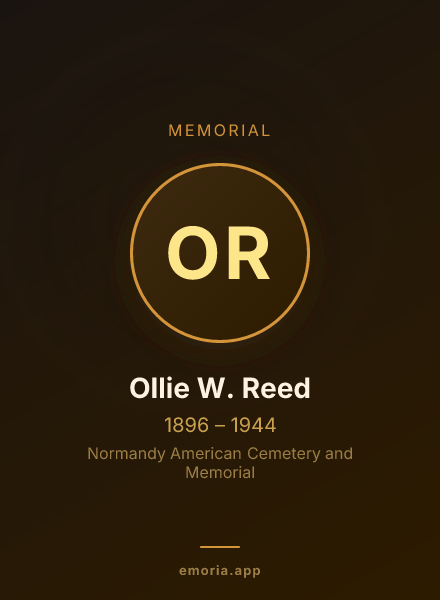 Memorial portrait of Ollie W. Reed
