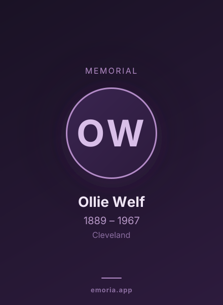 Memorial portrait of Ollie Welf
