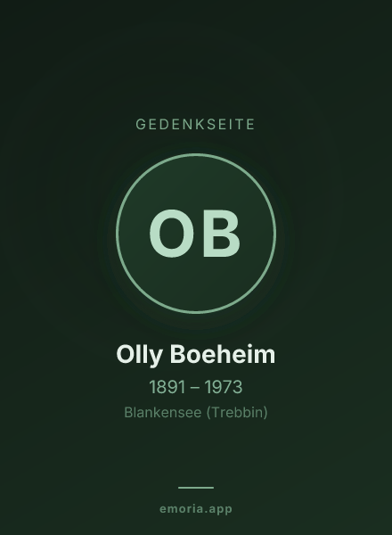 Gedenkportrait von Olly Boeheim