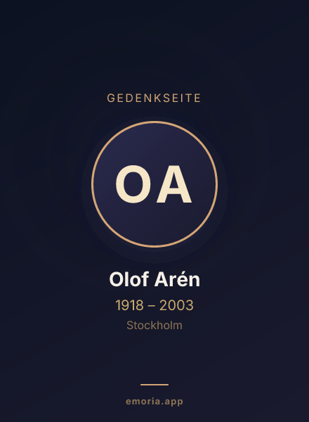 Gedenkportrait von Olof Arén