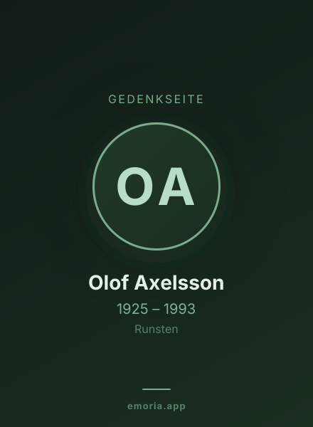 Gedenkportrait von Olof Axelsson
