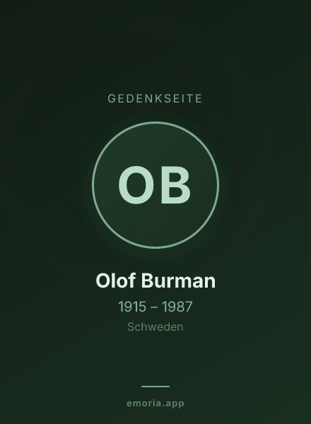 Gedenkportrait von Olof Burman