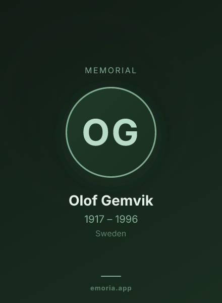 Memorial portrait of Olof Gemvik