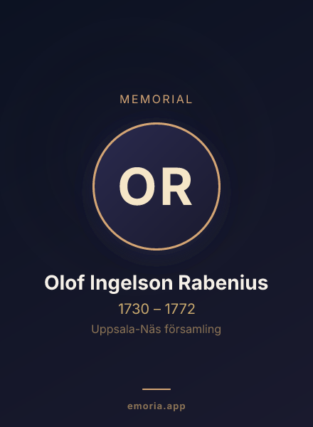 Memorial portrait of Olof Ingelson Rabenius