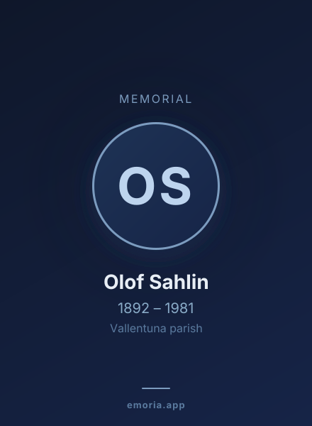 Memorial portrait of Olof Sahlin