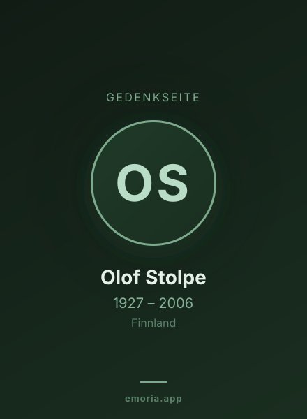 Gedenkportrait von Olof Stolpe