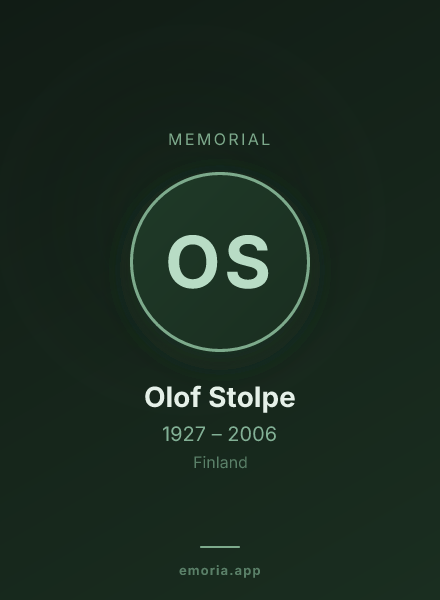 Memorial portrait of Olof Stolpe