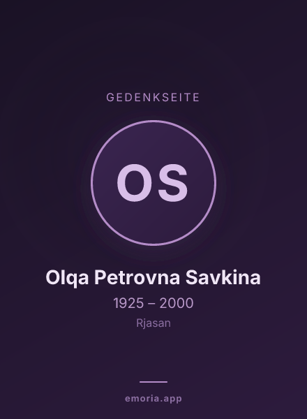Gedenkportrait von Olqa Petrovna Savkina