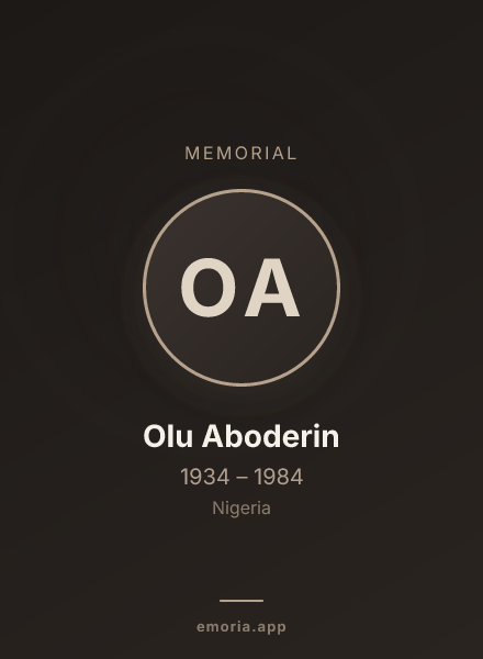 Memorial portrait of Olu Aboderin