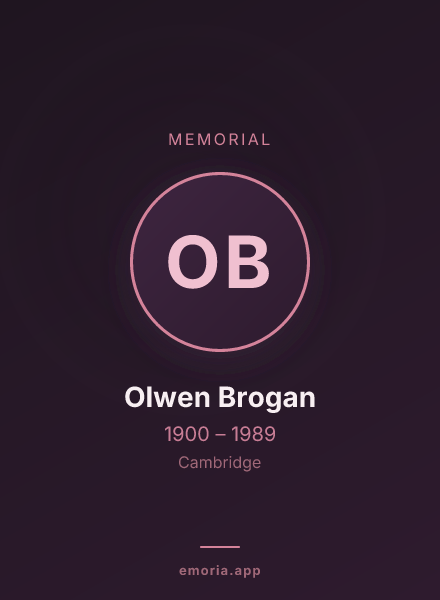 Memorial portrait of Olwen Brogan