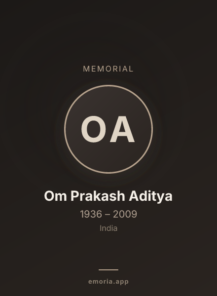 Memorial portrait of Om Prakash Aditya