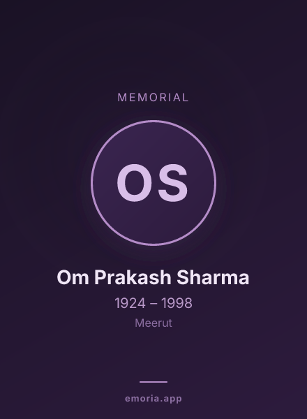 Memorial portrait of Om Prakash Sharma
