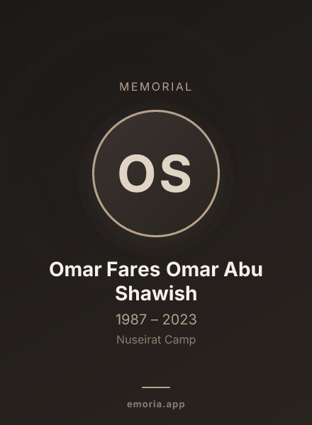 Memorial portrait of Omar Fares Omar Abu Shawish