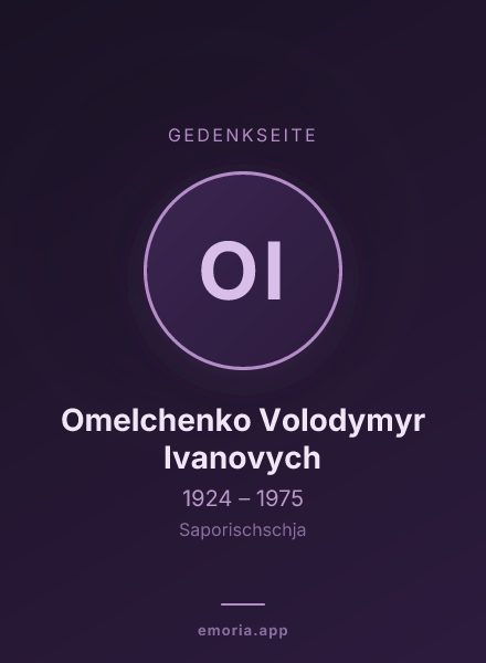 Gedenkportrait von Omelchenko Volodymyr Ivanovych