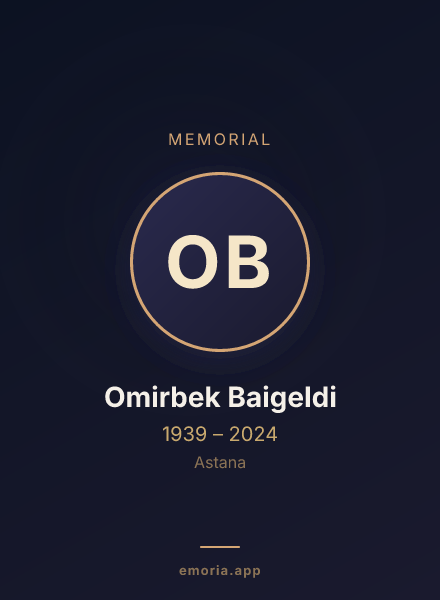 Memorial portrait of Omirbek Baigeldi