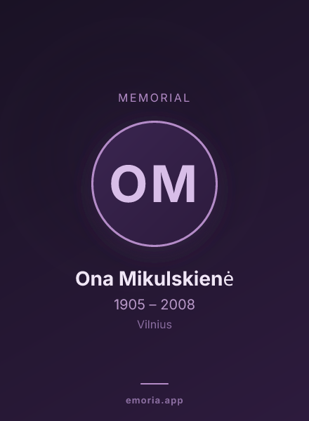 Memorial portrait of Ona Mikulskienė