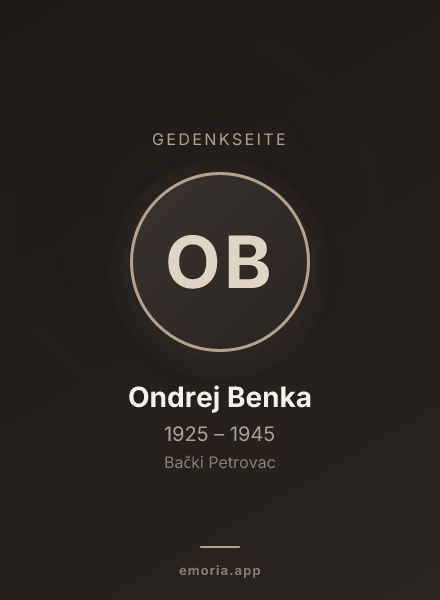 Gedenkportrait von Ondrej Benka