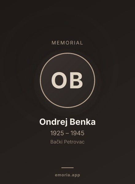 Memorial portrait of Ondrej Benka