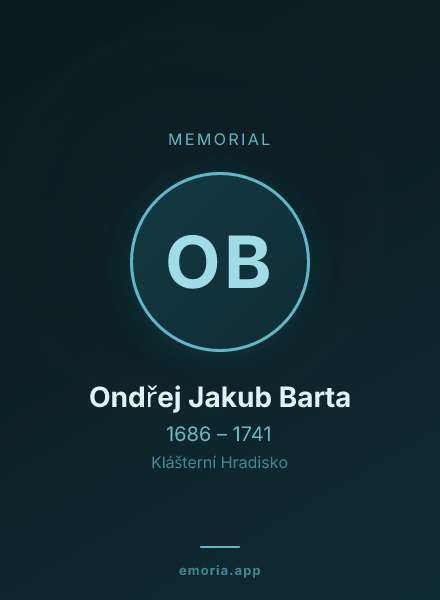 Memorial portrait of Ondřej Jakub Barta