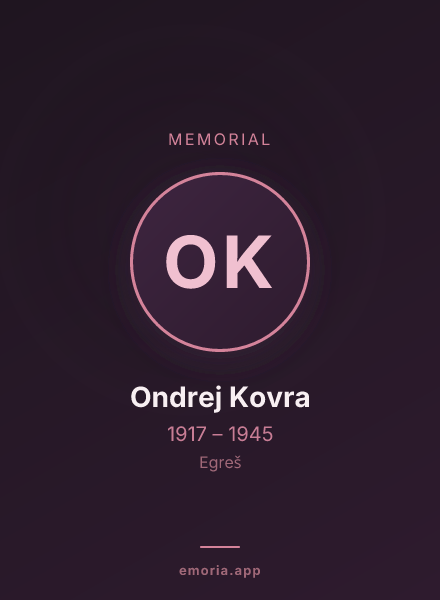 Memorial portrait of Ondrej Kovra