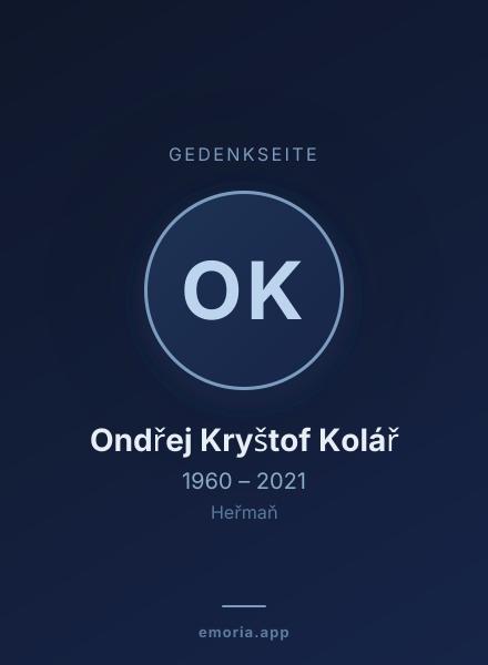 Gedenkportrait von Ondřej Kryštof Kolář
