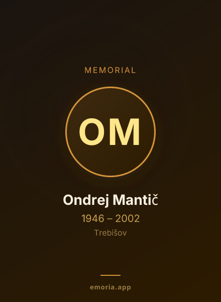 Memorial portrait of Ondrej Mantič