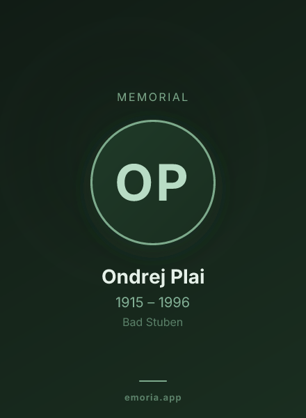 Memorial portrait of Ondrej Plai