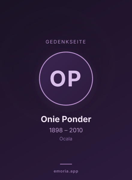 Gedenkportrait von Onie Ponder
